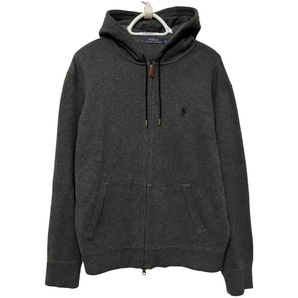 Polo Ralph Lauren Other - POLO RALPH LAUREN HOODIE ZIP PONY LOGO JOCKEY HORSEMAN EMBROIDERY DARK GRAY MED